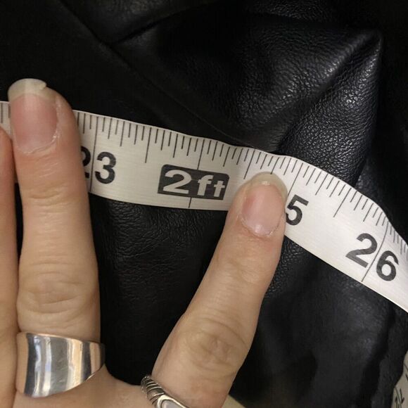 Olivia Miller Faux Leather Zip Up Moto Biker Jacket Medium Black Size 1X Junior - Picture 7 of 8